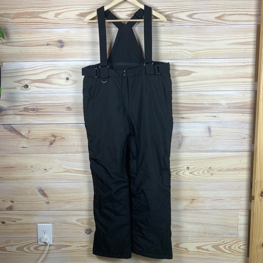 RIVIYELE Snow Pants Bib Men L Black Insulated Ski Waterproof Winter Performance